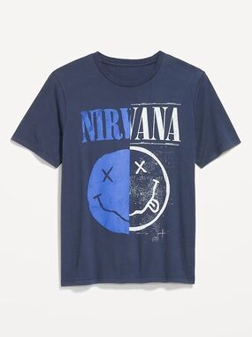 Men’s Navy Blue Nirvana Graphic Tee Size Large NWT